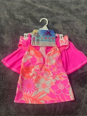 NWT ZeroXposur Girls 3-Piece Tankini Swim Set - Size 10/12 - Sakura Floral